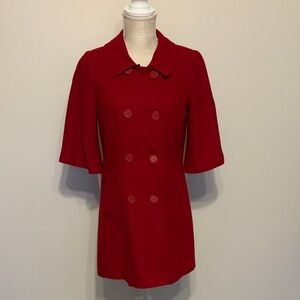 Elegant Red Double-Breasted Women's Coat